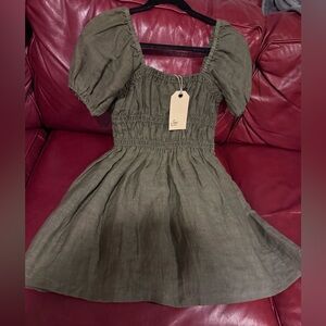 JS71 linen Olive Green dress